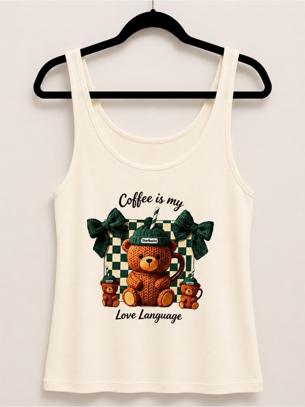 Coffee Is My Love Language Cream Graphic Tank Top